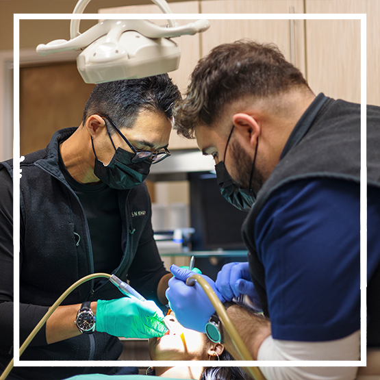 Illustration of a laser treating the gums